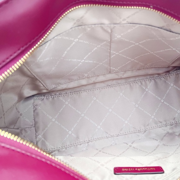 Michael Kors Jet Set Medium Front Pocket Chain Top Zip Tote Mulberry Leather - Picture 5 of 6